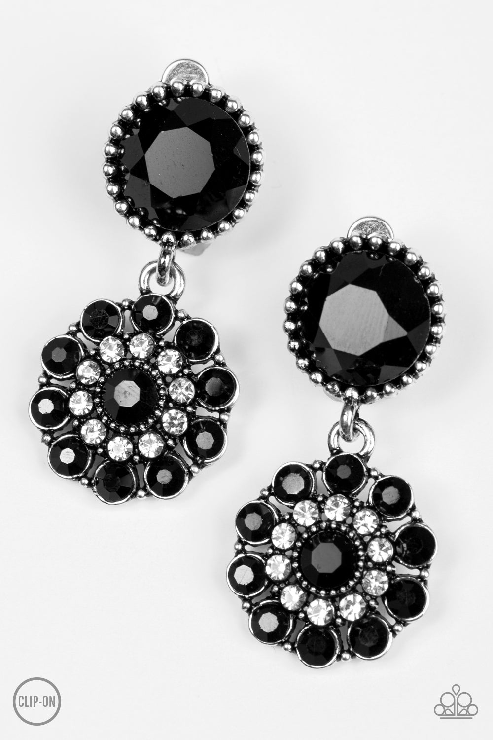 Glittering Gardenias - Black Clip-On